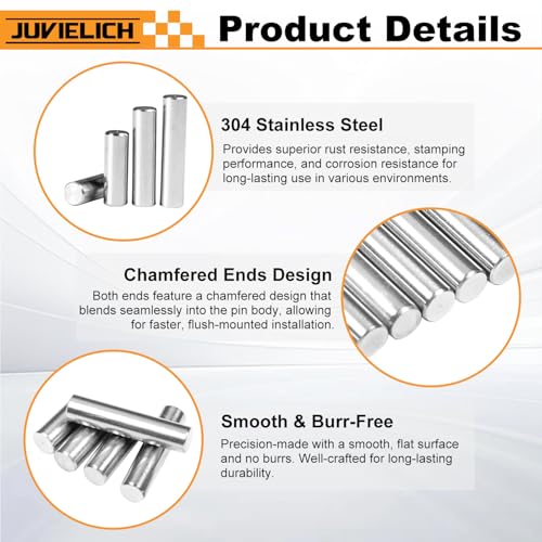 200Pcs Stainless Steel Dowel Pin Assortment Kit - M2 M3 M4 M5 - size: M2-M5 Assortment