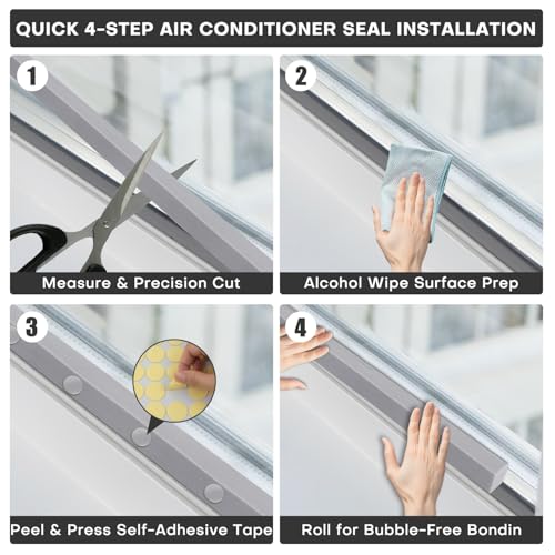 2Pcs 1" x 1" x 6.5Ft AC Window Seal Kit with Adhesive, Gray Foam Strips for Air Conditioner Window Weather Stripping, Window Units, Doors and Windows Insulation, Energy Saving & Dustproof - size: 1''x1''x6.5ft-2pcs