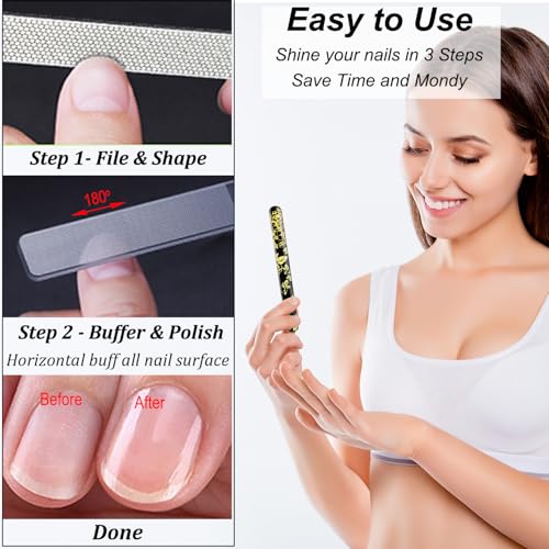Diamond Nail File with Crystal Nail Shiner Set - color: Golden Rose