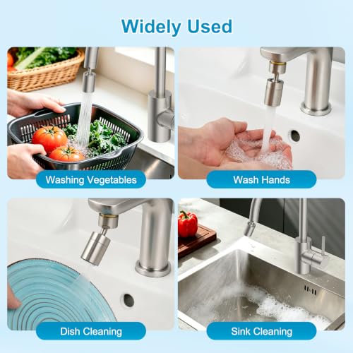 Hibbent 4-Mode Faucet Aerator, Faucet Sprayer Attachment, Brushed Nickel - color: Brushed Nickel, style: Four Modes
