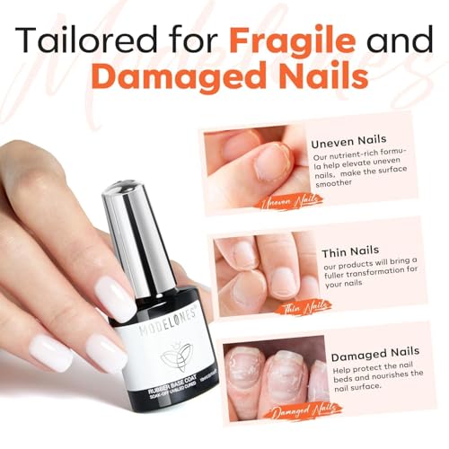 modelones Milky White Builder Nail Gel Rubber Base Coat Sheer White - color: Rubber Base Coat Milky White