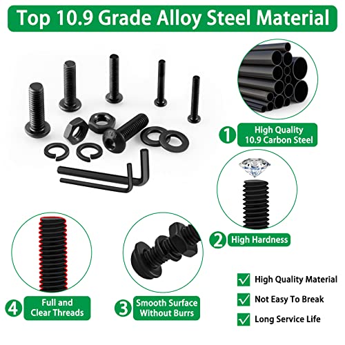 2404PCS Screw Assortment Kit, M2-M5 10.9 Alloy Steel Hex Button Cap Bolts - size: M2 M3 M4 M5 2480pcs 2