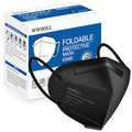 WWDOLL KN95 Face Mask 25 Pack, 5-Layers Breathable Disposable KN95 Masks - color: Black