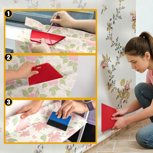 tiptopcarbon Wallpaper Kit Wallpaper Smoothing Tool Wallpaper Tools for Peel and Stick on Contact Paper Hanging Vinyl Backsplash Window Film - color: 01 Basic Kit