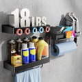 SUNTECH Garage Paper Towel Holder with Shelf, Wall-Mount, 3 Pack (Black) - color: Black, size: 12.8-inch(3 Pack)