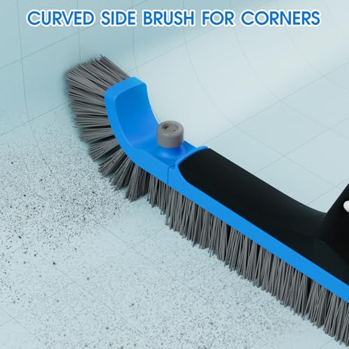 2 in 1 Pool Brush with Pole - 20'' Heavy Duty Swimming Pool Brush & Single Pool Brush Head, 9ft Aluminum Poles, Cleaning Inground & Above Ground Pools - size: 20.2 Inch