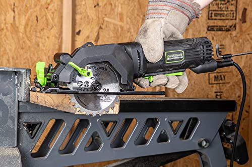 Genesis Mini Circular Saw 4.0 Amp 4-1/2" with 24T Carbide-Tipped Blade, Rip Guide, Vacuum Adapter, and Blade Wrench (GCS445SE) - style: Mini Circular Saw 4-1/2"