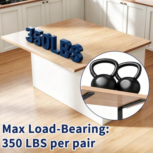 LSK 6PCS Countertop Bracket, L 14"×H 6", Heavy Duty Shelf Bracket, Black - color: Black, size: 14x6 inch (max duty)