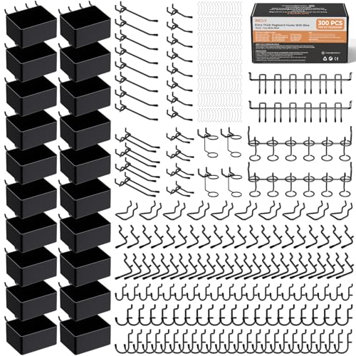 INCLY 300PCS Extra Thick Pegboard Accessories Set with Bins & Peg Locks
