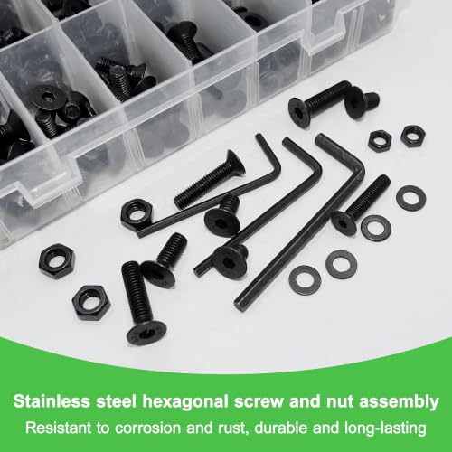 915Pcs 410 Stainless Steel M4 M5 M6 Screw Kit - 3D Printer Mini Screw, Allen Head/Flat Head/Countersunk Bolt/Screws, Metric Bolts Assortment, Silver Nuts and Bolts for Mechanical Hardware - size: M4/5/6-915Pcs