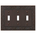 Amerelle 43TTTVB English Garden Wallplate, 3 Toggle, Cast Metal, Aged Bronze, 1-Pack - color: Aged Bronze, size: 3 Toggle