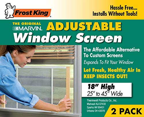 Frost King 2AWS1845 WB Marvin Adjustable Window Screen, 18in High x Fits 25-45in Wide (2 Pack) - style: 18" High x Fits 25-45" Wide (2 Pack)