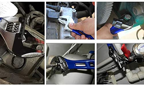 8”(200mm) Short Handle Adjustable Wrench with 1.7”(44mm) Wide Jaw Opening for Plumbing Auto Repair Home Maintenance