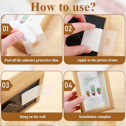 10 Pcs Adhesive Picture Hangers, Adhesive Foamboard Hanger, Plastic Sawtooth Adhesive Picture Hanger, No Nail Stick on Picture Hangers, No Hole Picture Hanging Picture Frame Hooks for Back of Frames