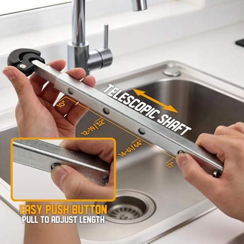 GRENPRO Telescoping Adjustable Basin Wrench For Sink Faucet Plumbing Tool - style: Telescoping Basin Wrench Capacity 3/8" to 1-1/4"