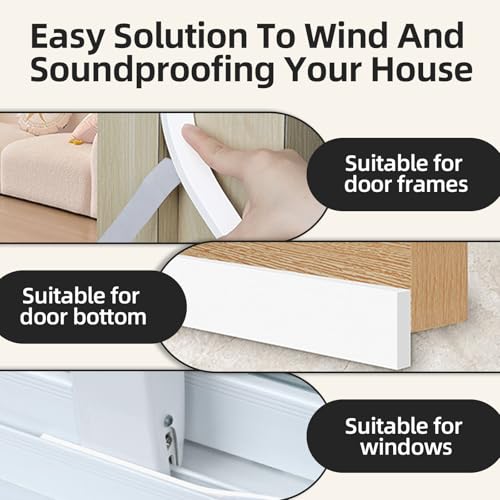 1/2 in Wide x 1/8 in Thick x 33FT Window Sealing Tape,Weather Stripping Door Seal,Foam Insulation Tape,Single-Sided Self-Adhesive Foam Strips White - color: White, size: 1/2 IN x 1/8 IN x 33FT