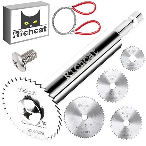 Richcat PVC Pipe Inside Cutter(4Pcs Saw Blades) with 1/4" Hex Shank,Plumbing Internal Plastic ABS Pipe Cutter,22/32/32/44Diameter, with Wire Saw for Indoor Outdoor Pipe Improvement - size: 1/4" Hex Shank (4 Saw Blades + Wire Saw)