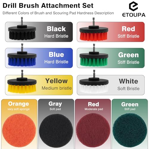 30 Piece Drill Brush Attachments Set, Scrub Pads & Sponge & Wire Brush for Drill, Power Scrubber Brush with Extend Long Attachment, Drill Scrubber Brush Kit for Bathroom, Floor, Car, Grout