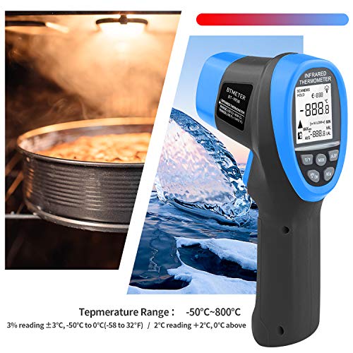 BTMETER BT-985B Laser Temp Gun Pyrometer, -58~2480℉(-50~1360℃) High Temperature Meter, 16:1 Distance Spot Ratio Industrial Infrared Thermometer Tester for Furnace, Smelting (NOT for Human Temp) - color: BT-985B(-58 ℉ to 2480 ℉)