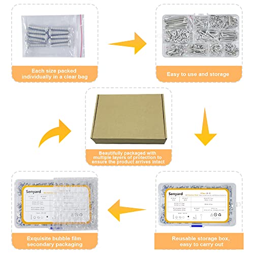 500pcs Machine Screws Assortment Kit,#8-32 Phillips Pan Head nut and Bolt Assortment Kit (with Lock&Flat washers・Wrenches) Stainless Steel Screws Bolt nut washers Assortment kit with case - size: #8-32, style: Pan head