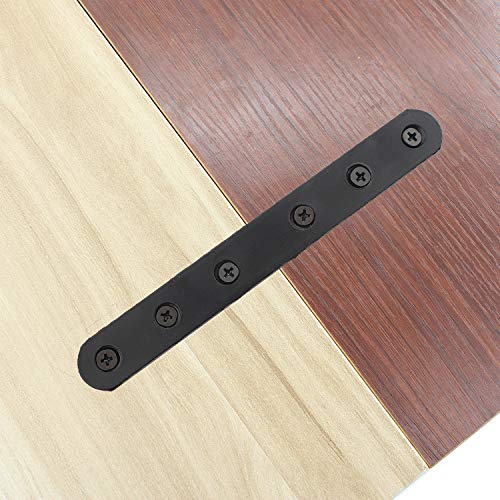 4 Pack Flat Mending Plate for Wood, ULIFESTAR Black Iron Flat Straight Brace Brackets Metal Repair Fixing Wood Brace Joining Plates Connector for Repairing Wooden Furniture with Mounting Screws - size: 6.3 x 0.79 x 0.12 inches