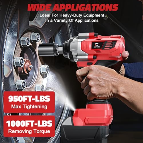 Cerycose Cordless Impact Wrench 1/2 inch Compatible with Milwaukee 18v Battery Brushless High Torque Impact Driver Gun with 1000 Ft-lbs Torque, LED Work Light, Ergonomic Design Heavy-Duty - size: 1/2inch, style: Fit with Milwaukee(1000FT-lbs)