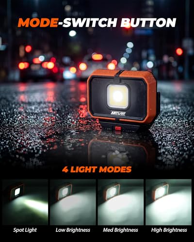 Rechargeable Work Light, 2000LM Magnetic Work Light with 4 Lighting Modes - color: Orangish