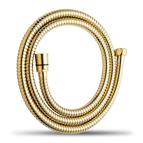 OFFO Shower Hose, 80 in Kink Free Stainless Steel Shower Hose Attachment Electroplating Handheld Shower Head Hose Flex Hoses Extension with Brass Insert & Nut for Pet Bathing Cleaning, Gold - color: Gold, size: 80 in