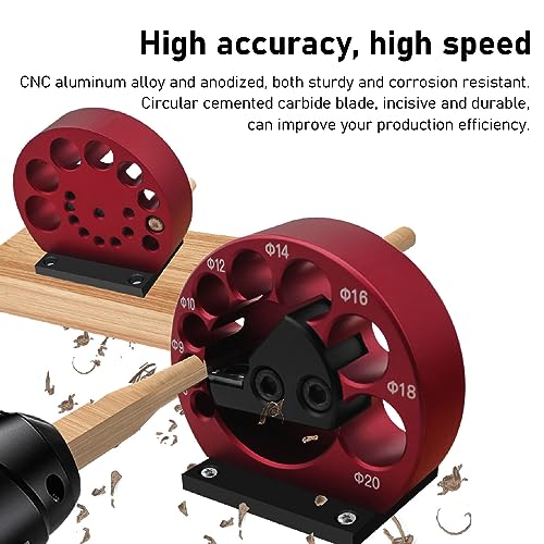 Dowel Maker Jig Kit Round Structure Dowel Maker Jig, Solid Stable Aluminum Alloy emented Carbide Blade Dowel Cutter Plate for Woodworking 8 Holes 8 to 20mm Electric Drill Milling Dowel Auxiliary Tool