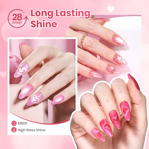 Beetles Pulse of Love Pink Cat Eye Gel Nail Polish Set, 6 Colors Pink Gel - color: A - Cat Eye | Pulse of Love