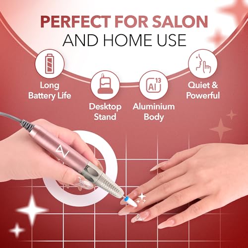 M Max Nail Drill, Brushless 2-in-1, 35000 RPM, Cordless | Rose Gold - size: Standard - Rose Gold