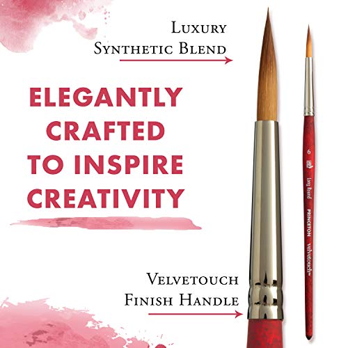 Princeton Velvetouch, Series 3950, Paint Brush for Acrylic, Oil and Watercolor, Long Round, 6 - size: Size 6