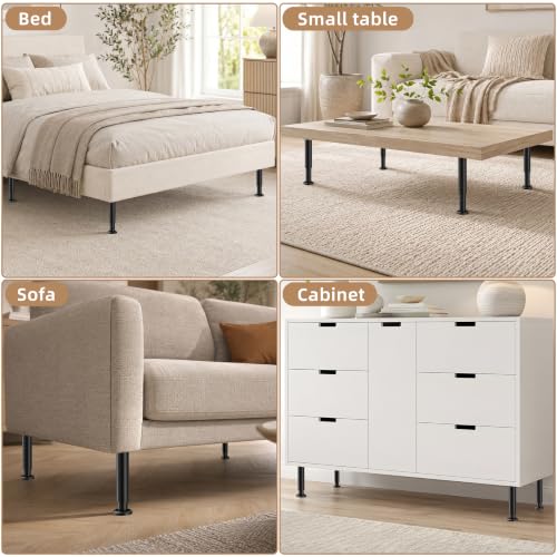 Wlrrcwdttc 4 Pcs Metal Adjustable Furniture Legs 4.72-7.87 inch, Adjustable Cabinet Legs for Sofa/Bed/Chair/Couch/Dresser/Table,Heavy Duty Bed Replacement Support Legs for Bed Frame/Bed Center Slat - size: 4.72-7.87 inch (4pcs)