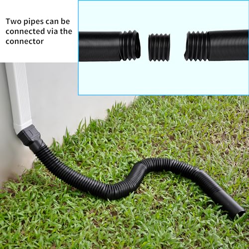 Prestantious 7ft Long Downspout Extensions Flexible Drainage Pipe,2-Pack - color: 2-Pack, Black