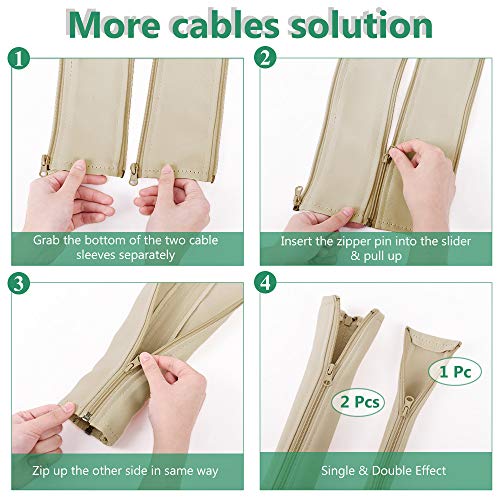 StangH Cable Management kit Sleeve Organizer, 19 Inch, 4 Pieces -Beige - color: Beige, size: 19"L x 3.5"W-4PACKS