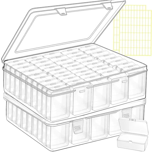 Bead Storage Containers, 92 Clear Plastic Bead Organizer Box With Hinged Lid,Bracelet Making DIY Jewelry Craft Nails, Bracelets, Jewelry, Diamonds, Clay Beads, Screws,1.7x1.38x0.8Inch - color: 2 pack 92pcs(1.7x1.38x0.8Inch)