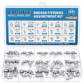 15Sizes Grease Fitting Assortment SAE and Metric Zerk Grease Fittings Kit 1/4 1/8 M6 M8 M10 Straight 45 90 Degree Zerks Nipples (Pack of 45Pcs)