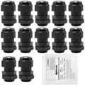 MAKERELE 12pcs 1/2" NPT Cable Gland Waterproof IP68 Strain Relief Connector - color: Black, size: 1/2" 12pcs BAG