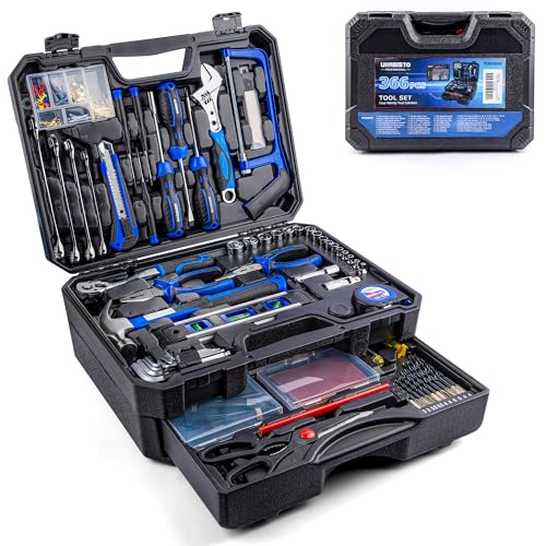 URASISTO 366 Piece Home Repair Tool Kit, Auto Repair Tool Set, General Home Toolbox Storage Case with Drawer, General Household Tool Kit