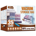 Vacuum Storage Bags, Space Saver Vacuum Seal Storage Bags 35-Pack Sealer Bags for Clothes, Clothing, Bedding, Comforter, Blanket (35C) - size: 35-COMBO
