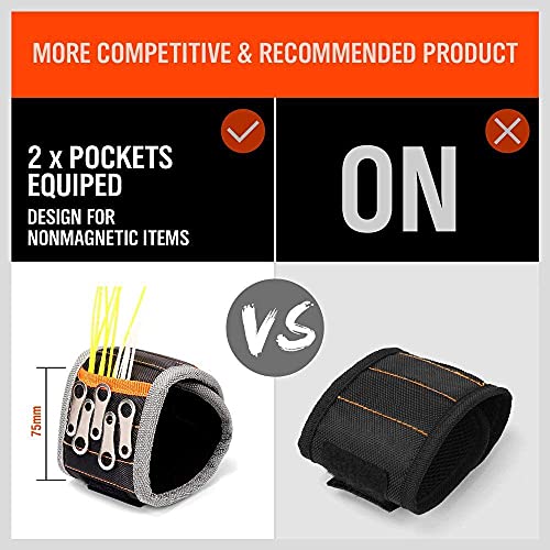 HORUSDY Magnetic Wristband, Stocking Stuffers, Gifts for Men, Premium Tool Belt for Holding Screws Nails Drill Bits with Powerful Magnets, Cool Gadgets, DIY, Valentine’s Day, for Dad - size: Magnetic Wristband & Magnet Stick