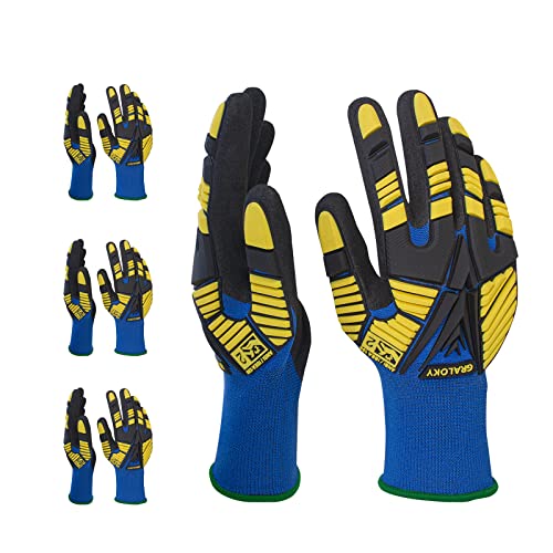 3 Pairs Work Gloves, Impact Resistant Gloves with Rubber Men Women - size: X-Large