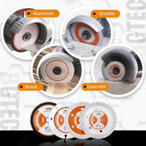 BGTEC Circular Saw Blade - 4PCS 3" Cutting Dics Arbor 3/8" for Wood Plastic Glass Tile Concrete Metal Steel - style: Wood+Tile+Concrete+Metal