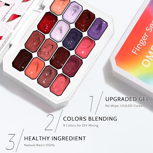 Ombre Gel Polish Palette,16Colors Pat Gel Paint Nail Art Kit Sponge Patting - color: 16 Colors F