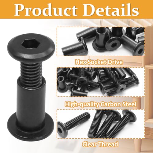 Biaungdo M6x16mm Black Hex Drive Socket Cap Bolt, 15 Sets - color: Black, size: M6x16mm