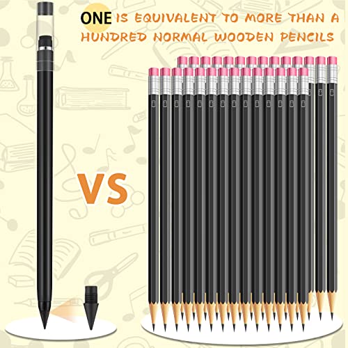 Fuutreo 30 Sets Back to School Inkless Pencil with Eraser Infinite Everlasting Pencil with 30 Replaceable Nibs for Teacher Sketch Drawing Writing Forever Eternal Reusable No Need Sharpened 10 Colors