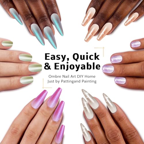Glitter Pat Gel Ombre Nail Polish Palette, 16Colors Aurora Mermaid Nail Art - color: 16 Colors E