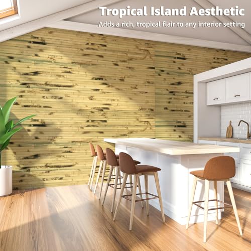 Art3d 48 x 96 in Pole Wrap Natural Bamboo Wall Panel, 2-Pack, Light Burned - color: Light Burned, size: 2-48 inches x 96 inches