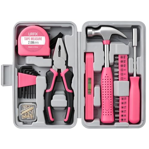 24PCS Mini Compact Pink Household Hardware Tool Set, Beginner Basic DIY Small Repair Tool Kit for Women, Home Assembly Mainten ance Hand Tools, Premium Gift Set for Household Daily Repairs ﻿