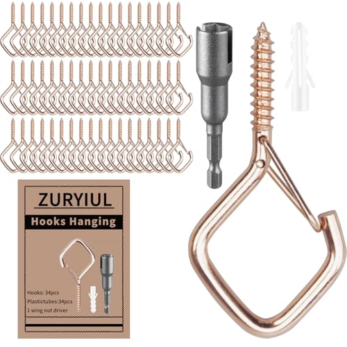 34 Pcs 2.2in Windproof Ceiling Hooks for Plants & Lights - color: Rose Gold, size: 34Pcs